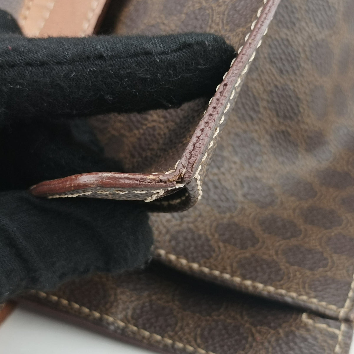 Secondhand Celine Macadam pattern Brown PVC-coated canvas×leather  shoulderbag | stylenewstar