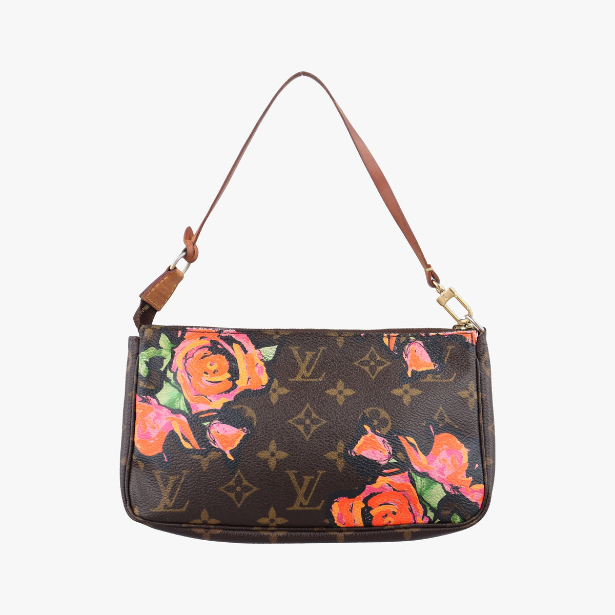 Pre-owned Louis Vuitton Pochette Accessoires brown×multi Monogram Rose Canvas M48615 handbag | stylenewstar