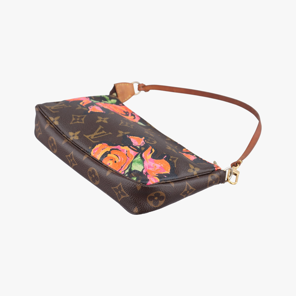 Pre-owned Louis Vuitton Pochette Accessoires brown×multi Monogram Rose Canvas M48615 handbag | stylenewstar