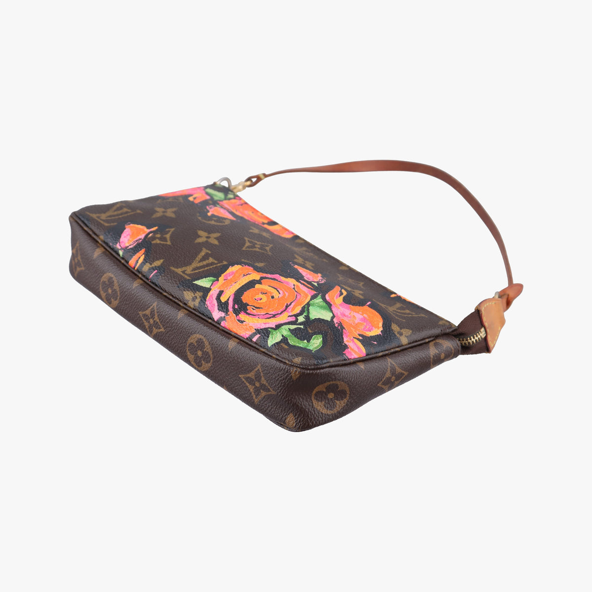 Pre-owned Louis Vuitton Pochette Accessoires brown×multi Monogram Rose Canvas M48615 handbag | stylenewstar