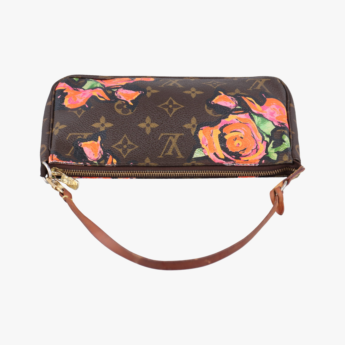 Pre-owned Louis Vuitton Pochette Accessoires brown×multi Monogram Rose Canvas M48615 handbag | stylenewstar