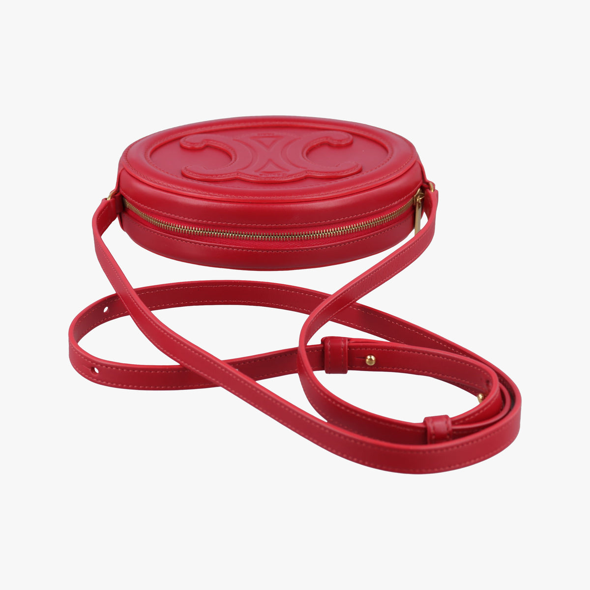 Pre-owned Celine Oval Purse Cuir Triomphe Red Leather  crossbodybag | stylenewstar