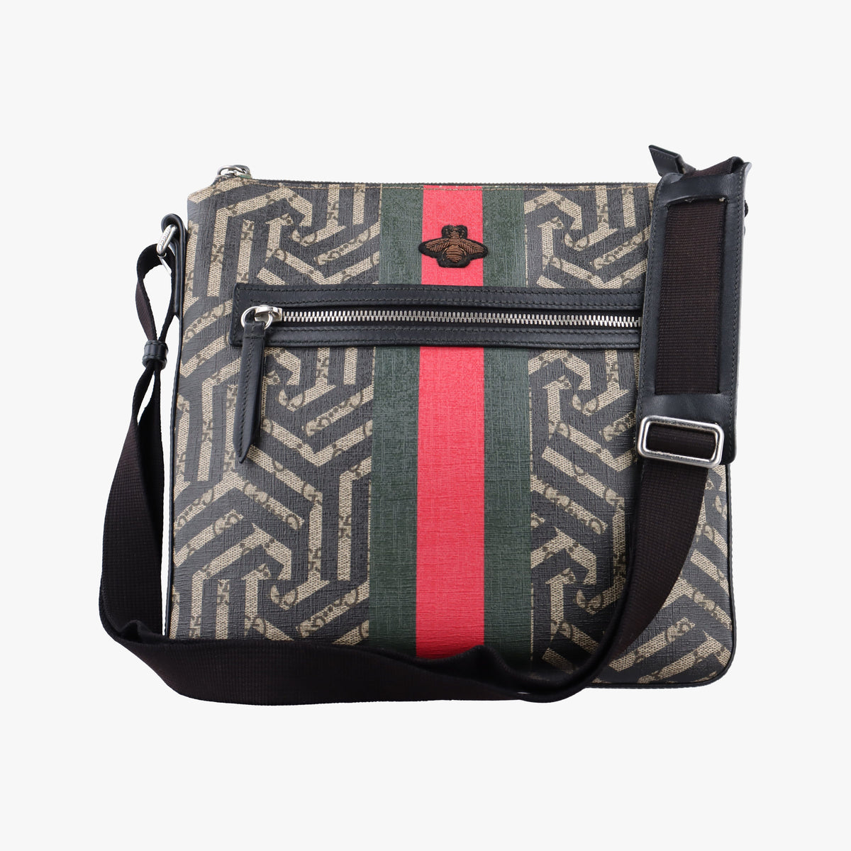Pre-owned Gucci GG Caleido bee Web Multicolour PVC coated canvas 471466 shoulderbag | stylenewstar