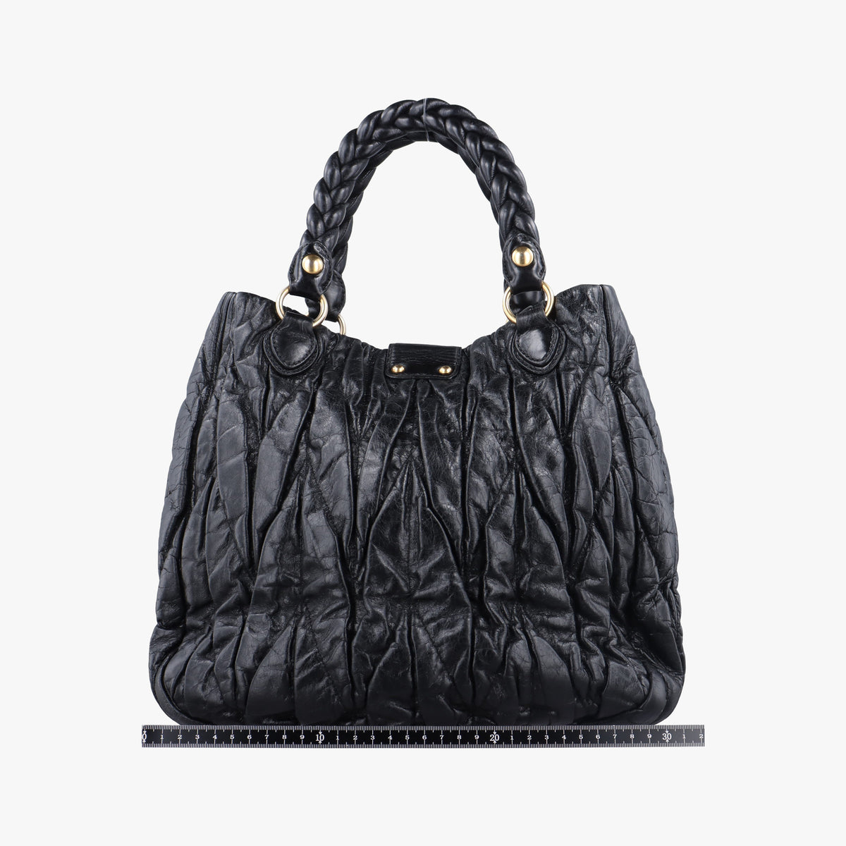 Pre-owned Miu Miu Matelasse Black Leather  shoulderbag | stylenewstar