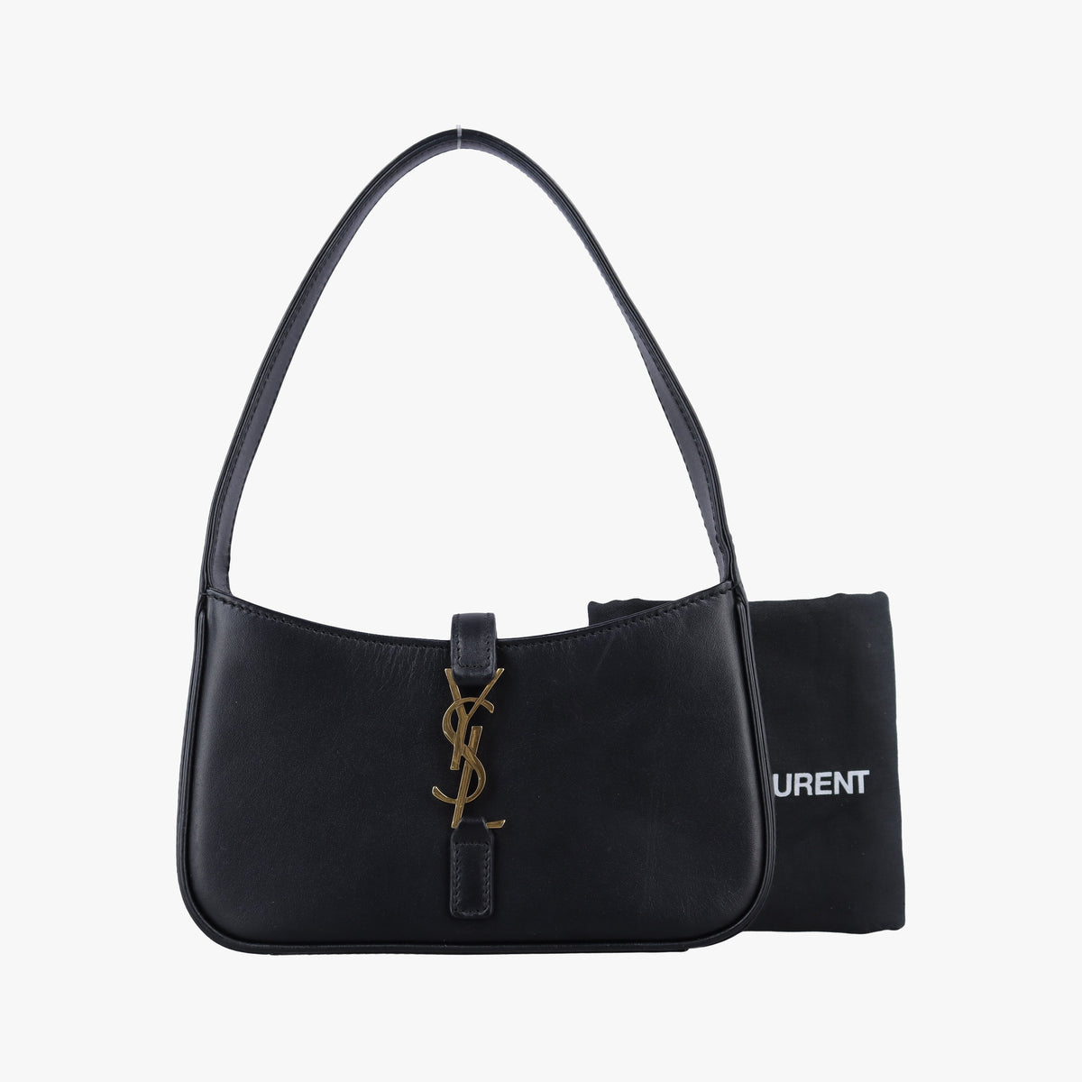 Vintage Yves Saint Laurent LE 5 a 7 Hobo Black Leather 710318 handbag | stylenewstar