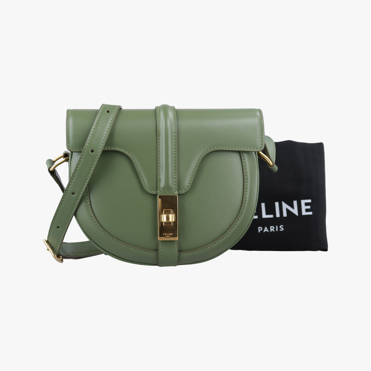 Vintage Celine Besace 16 Small Green Leather W-SL-2 shoulderbag | stylenewstar