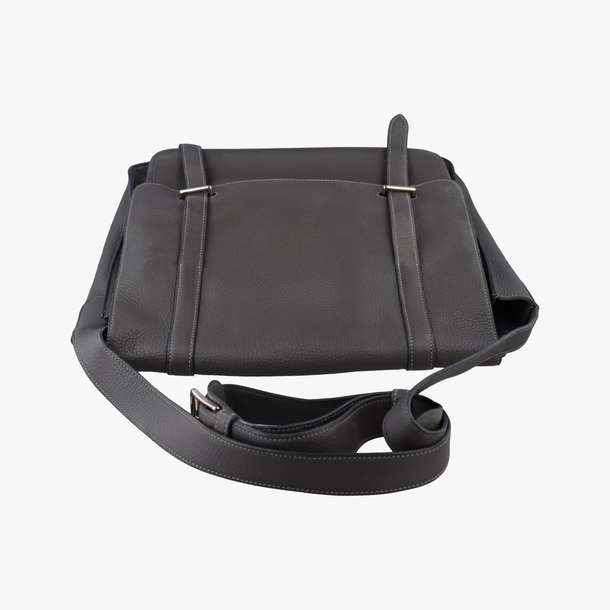Secondhand Hermes STEVE BESACE Grey Taurillon Clemence 055080CK shoulderbag | stylenewstar