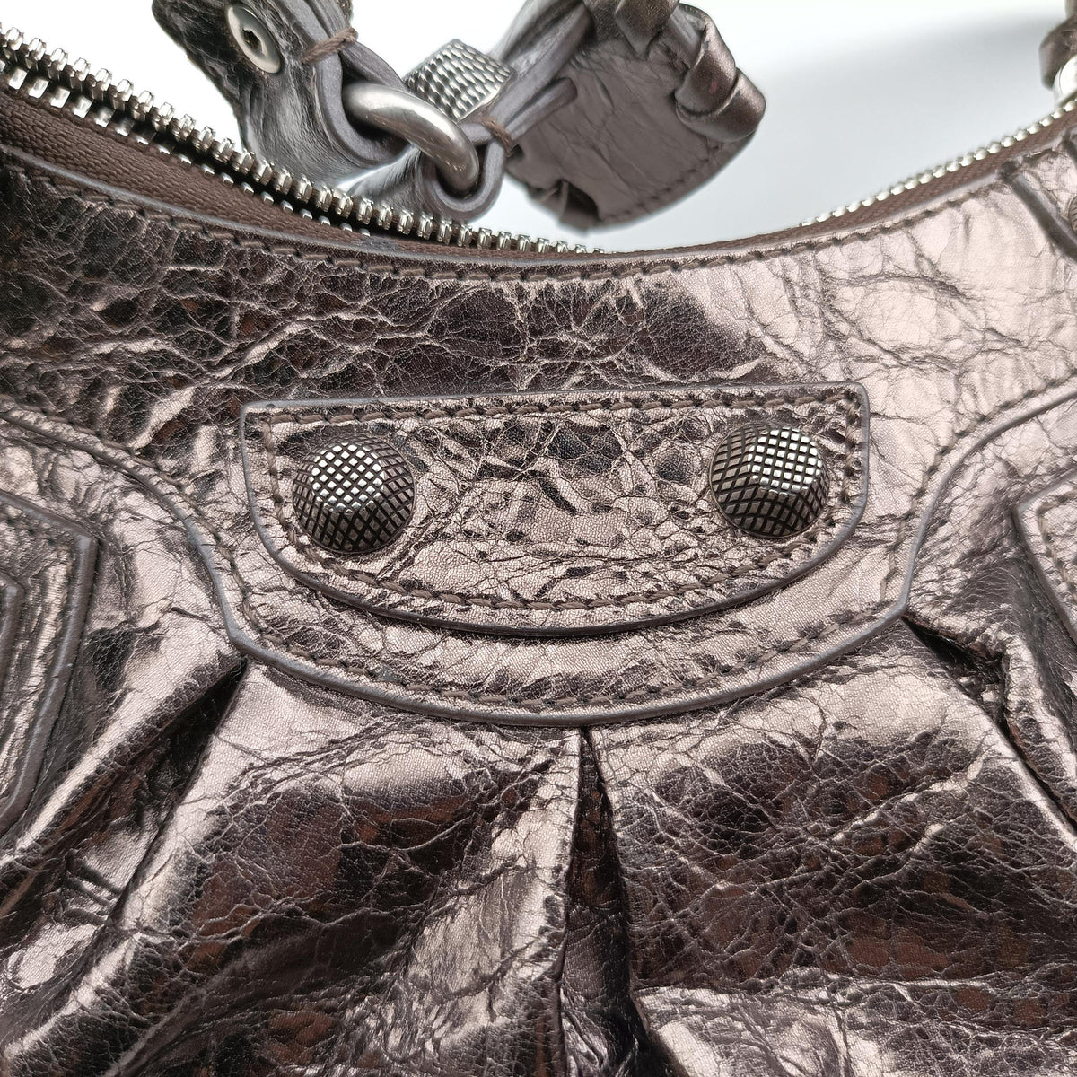 Vintage Balenciaga Le Cagole Silver lambskin  shoulderbag | stylenewstar