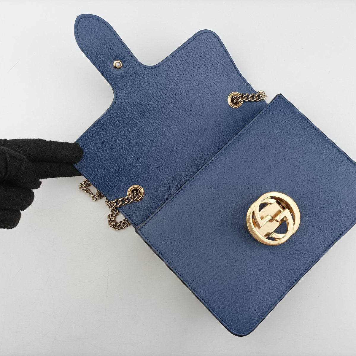 Pre-owned Gucci Interlocking G Blue Leather 510304 shoulderbag | stylenewstar