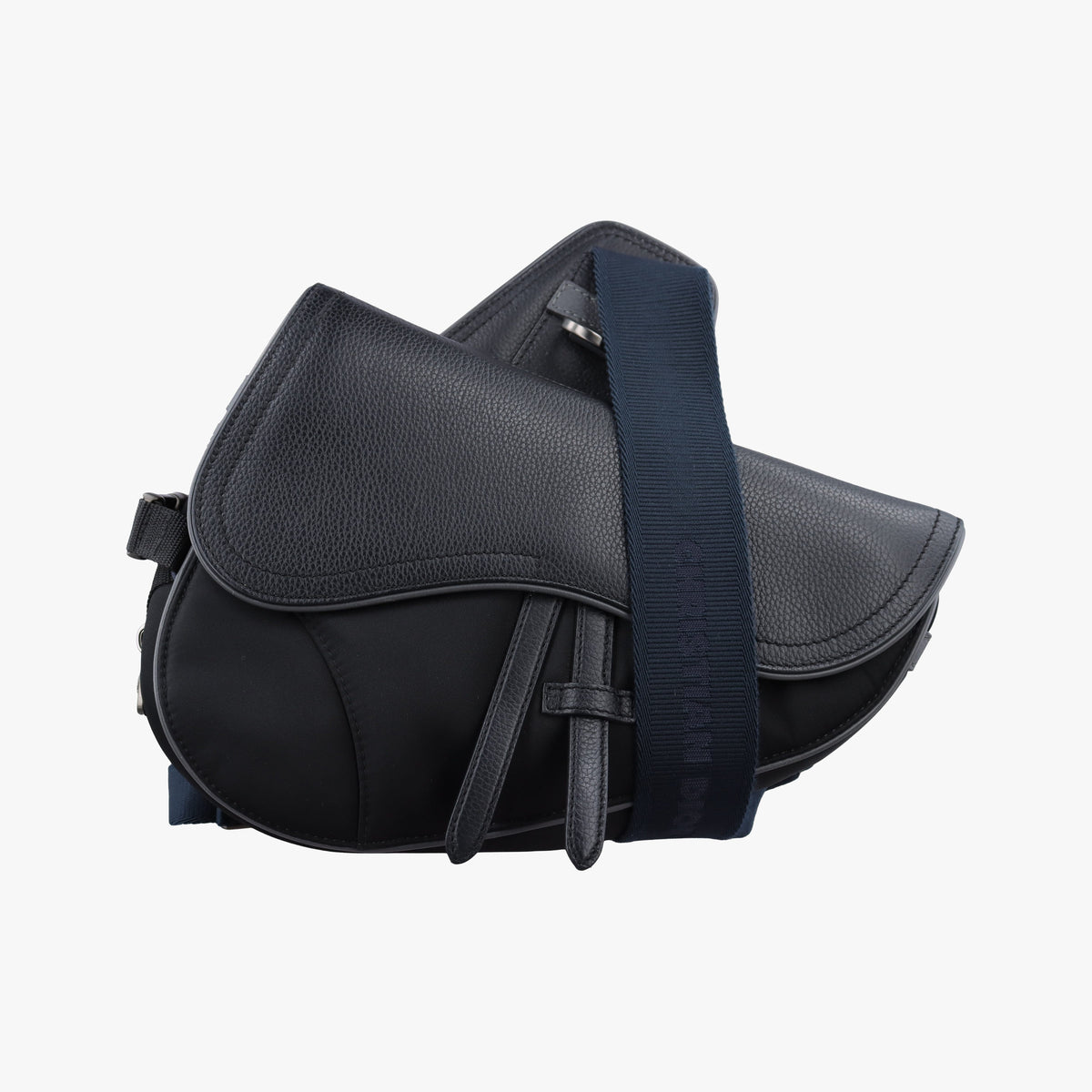 Pre-owned Christian Dior Saddle Black × Gray Nylon x Leather  bum bag/waist bag | stylenewstar