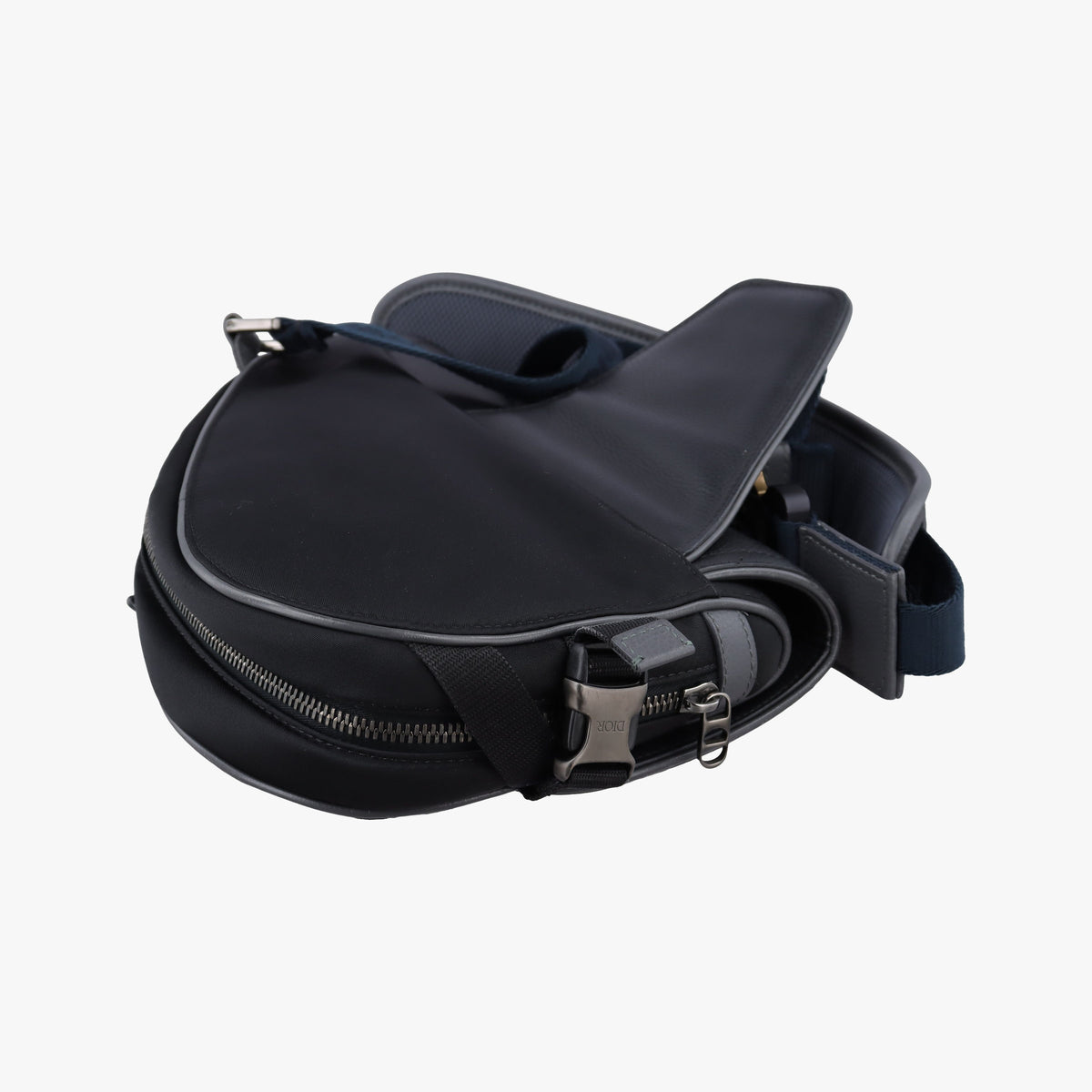 Pre-owned Christian Dior Saddle Black × Gray Nylon x Leather  bum bag/waist bag | stylenewstar