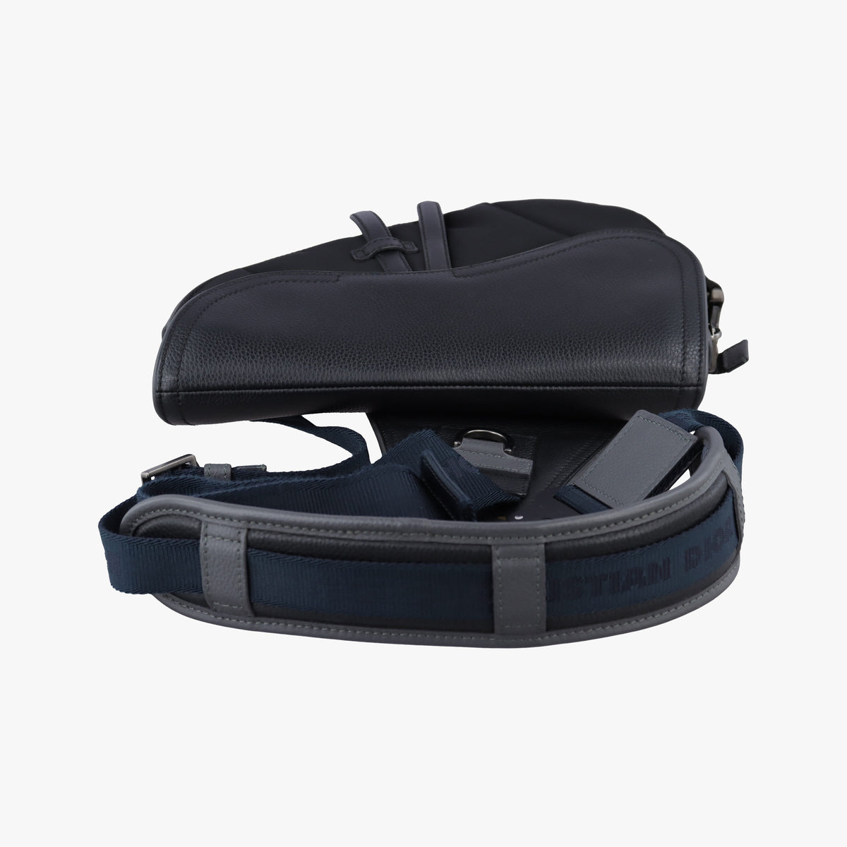 Pre-owned Christian Dior Saddle Black × Gray Nylon x Leather  bum bag/waist bag | stylenewstar