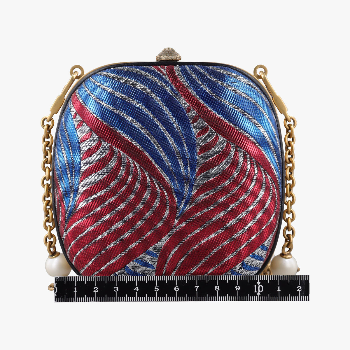 Pre-owned Gucci Broadway Metallic Brocade Blue Fabric 453575 shoulderbag | stylenewstar