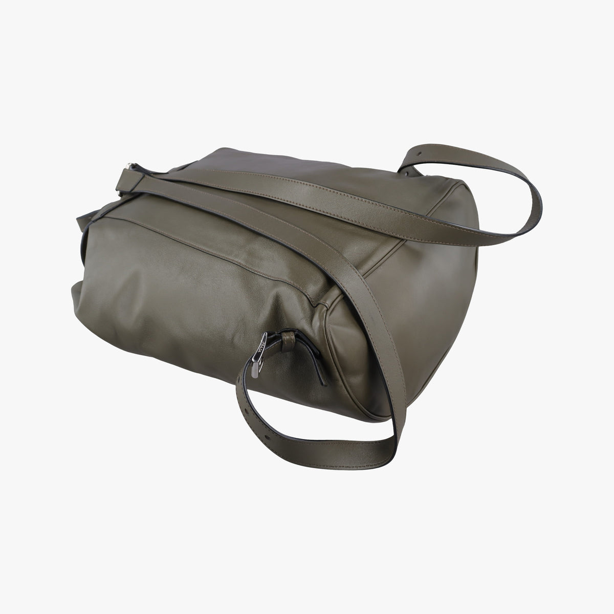 Pre-owned Prada Triangle logo Green Leather BZ032L backpack/rucksack | stylenewstar