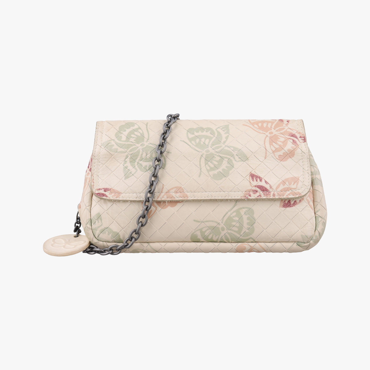 Pre-owned Bottega Veneta Intrecciato butterfly White x Multicolour lambskin  shoulderbag | stylenewstar