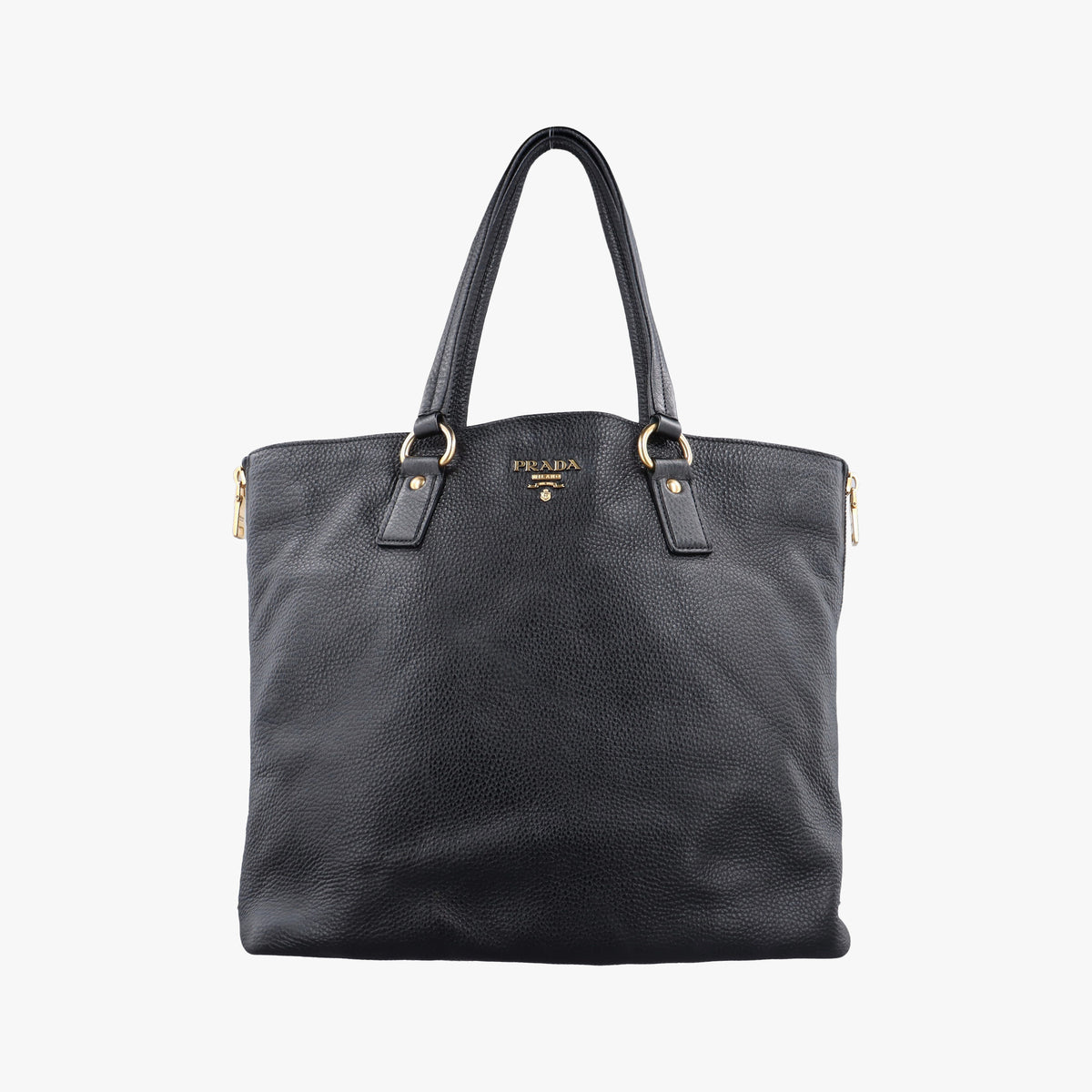 Secondhand Prada Vitello Daino Zippy Shopping Black leather BR4372 handbag | stylenewstar