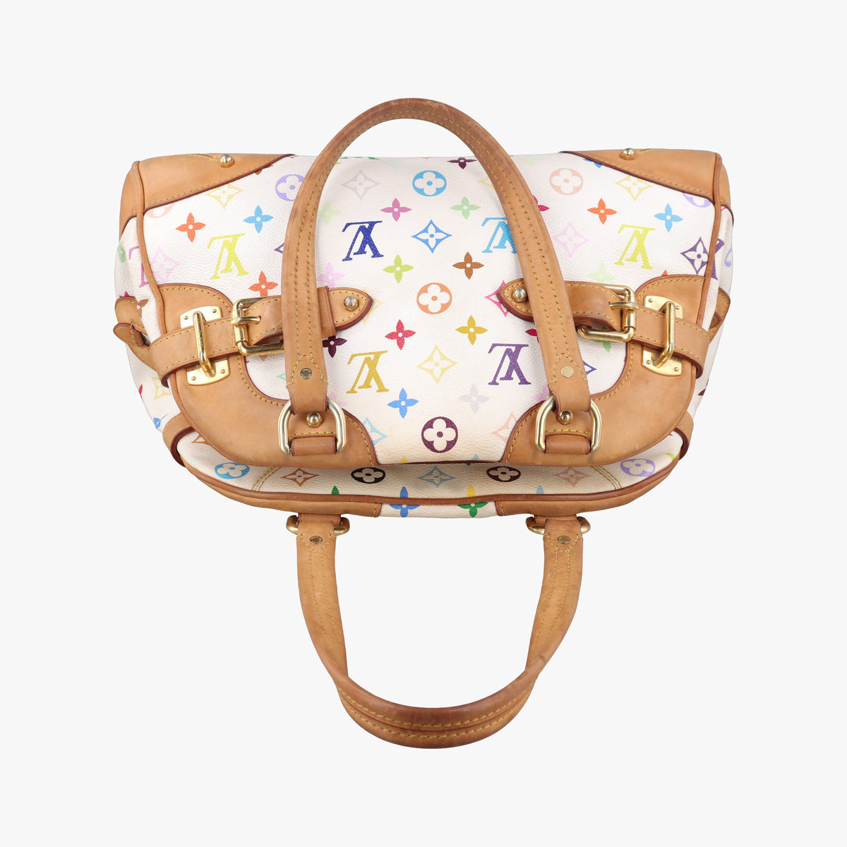 Pre-owned Louis Vuitton CLAUDIA white Monogram Multicolor M40193 handbag | stylenewstar