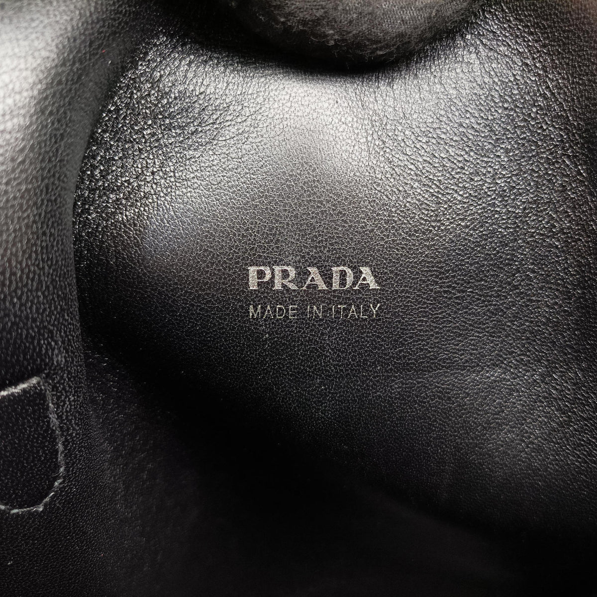 Pre-owned Prada Double Handle Turn Lock Black x White Leather  shoulderbag | stylenewstar
