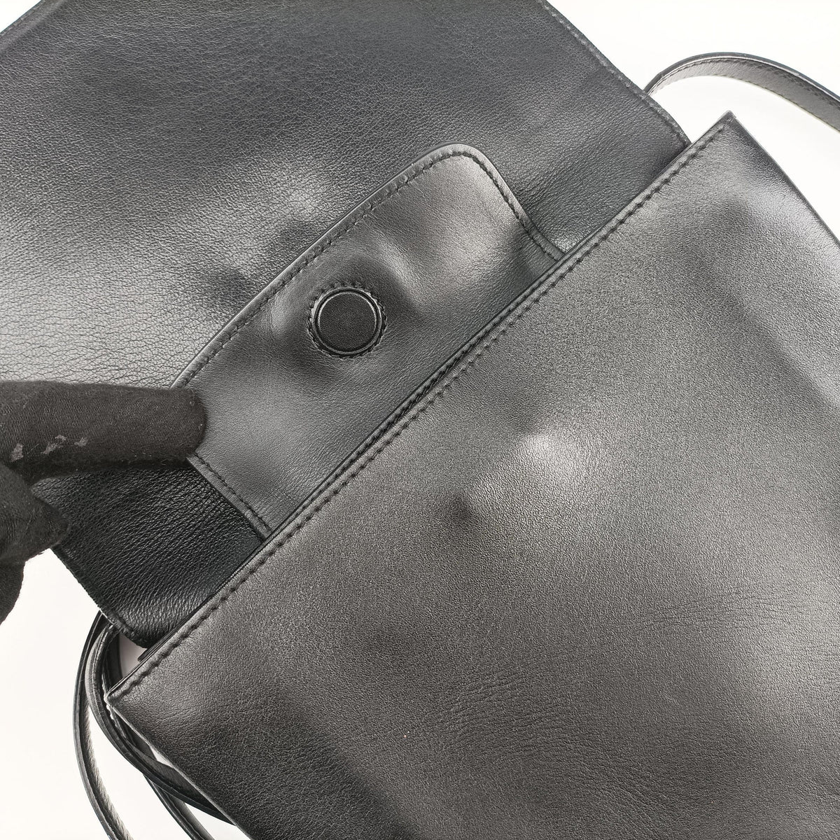 Pre-owned Prada Double Handle Turn Lock Black x White Leather  shoulderbag | stylenewstar