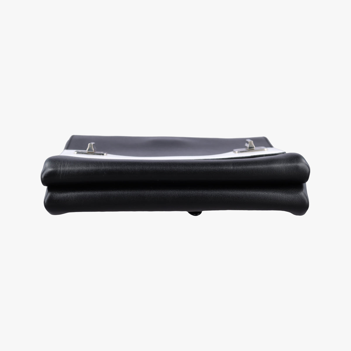 Pre-owned Prada Double Handle Turn Lock Black x White Leather  shoulderbag | stylenewstar