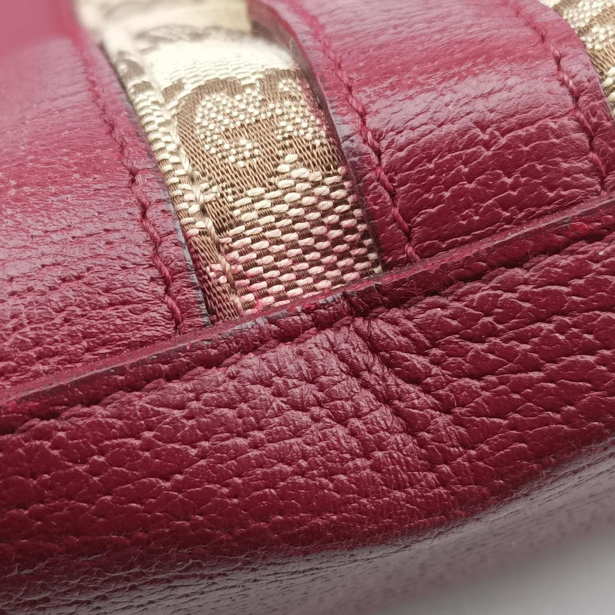 Pre-owned Gucci New Jackie Burgundy Leather×canvas 124407 shoulderbag | stylenewstar