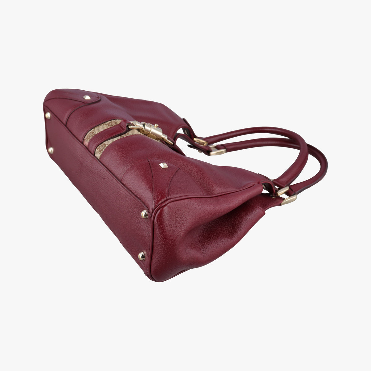 Pre-owned Gucci New Jackie Burgundy Leather×canvas 124407 shoulderbag | stylenewstar