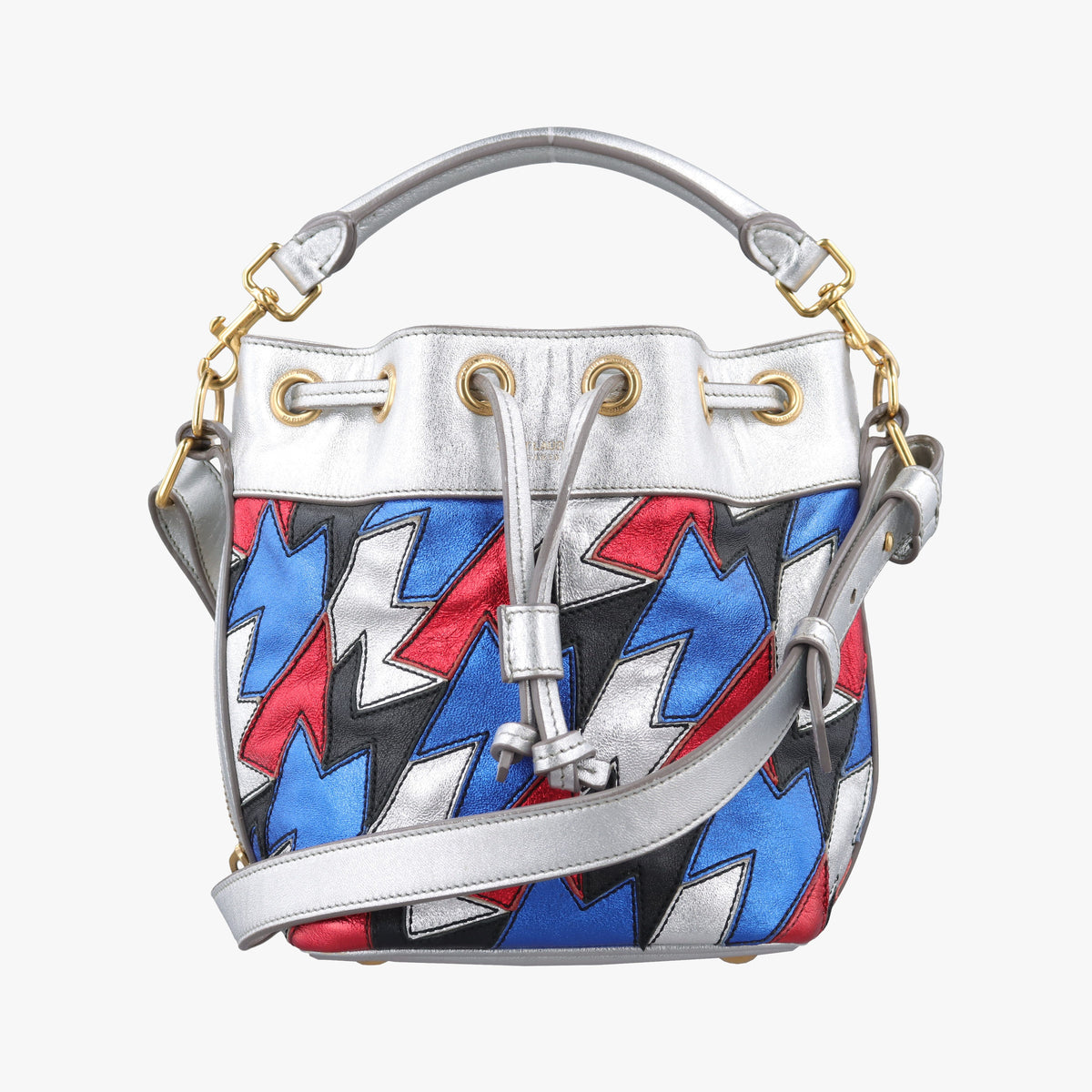 Pre-owned Yves Saint Laurent Emmanuelle Bucket Silver×Multicolour Leather 357603 shoulderbag | stylenewstar