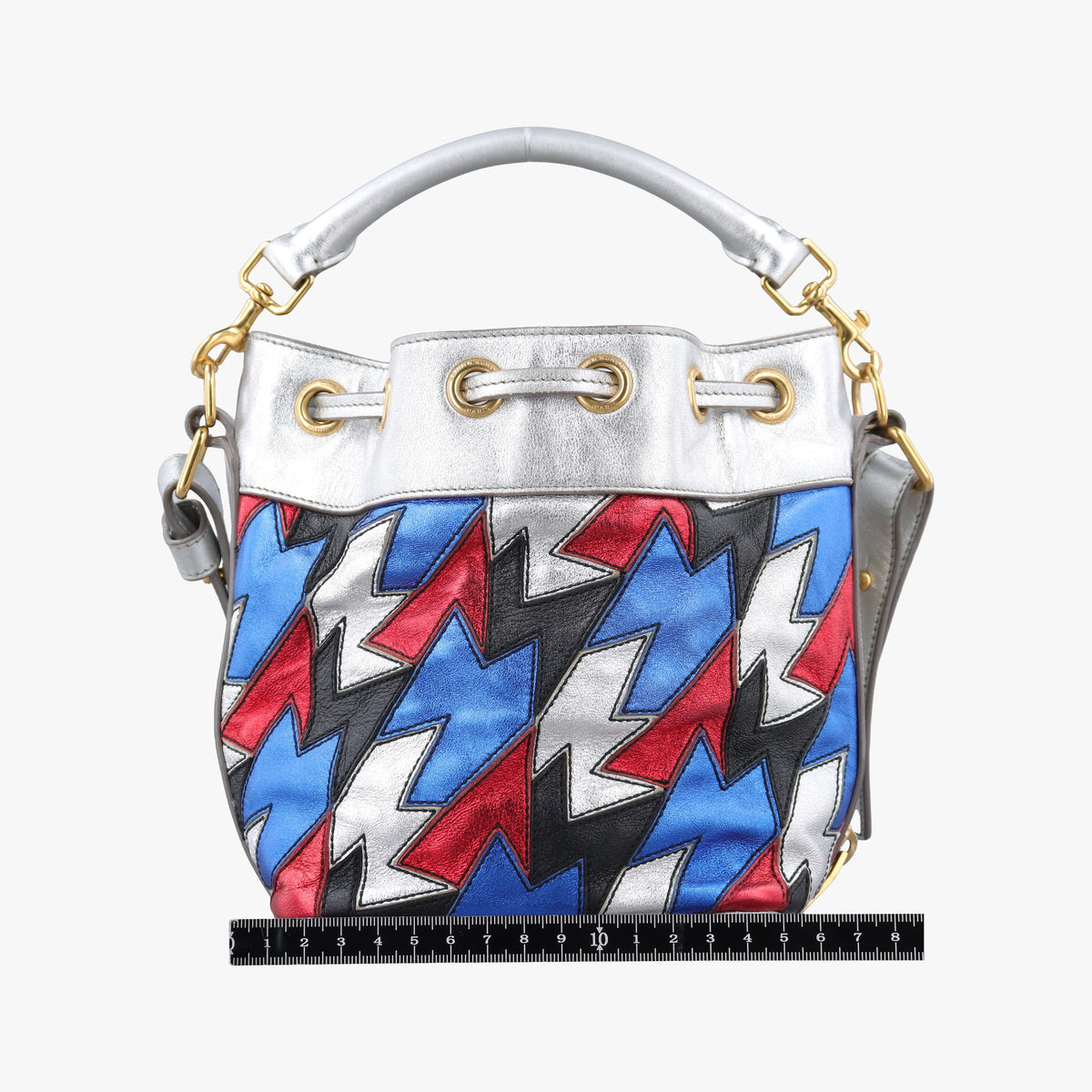 Pre-owned Yves Saint Laurent Emmanuelle Bucket Silver×Multicolour Leather 357603 shoulderbag | stylenewstar