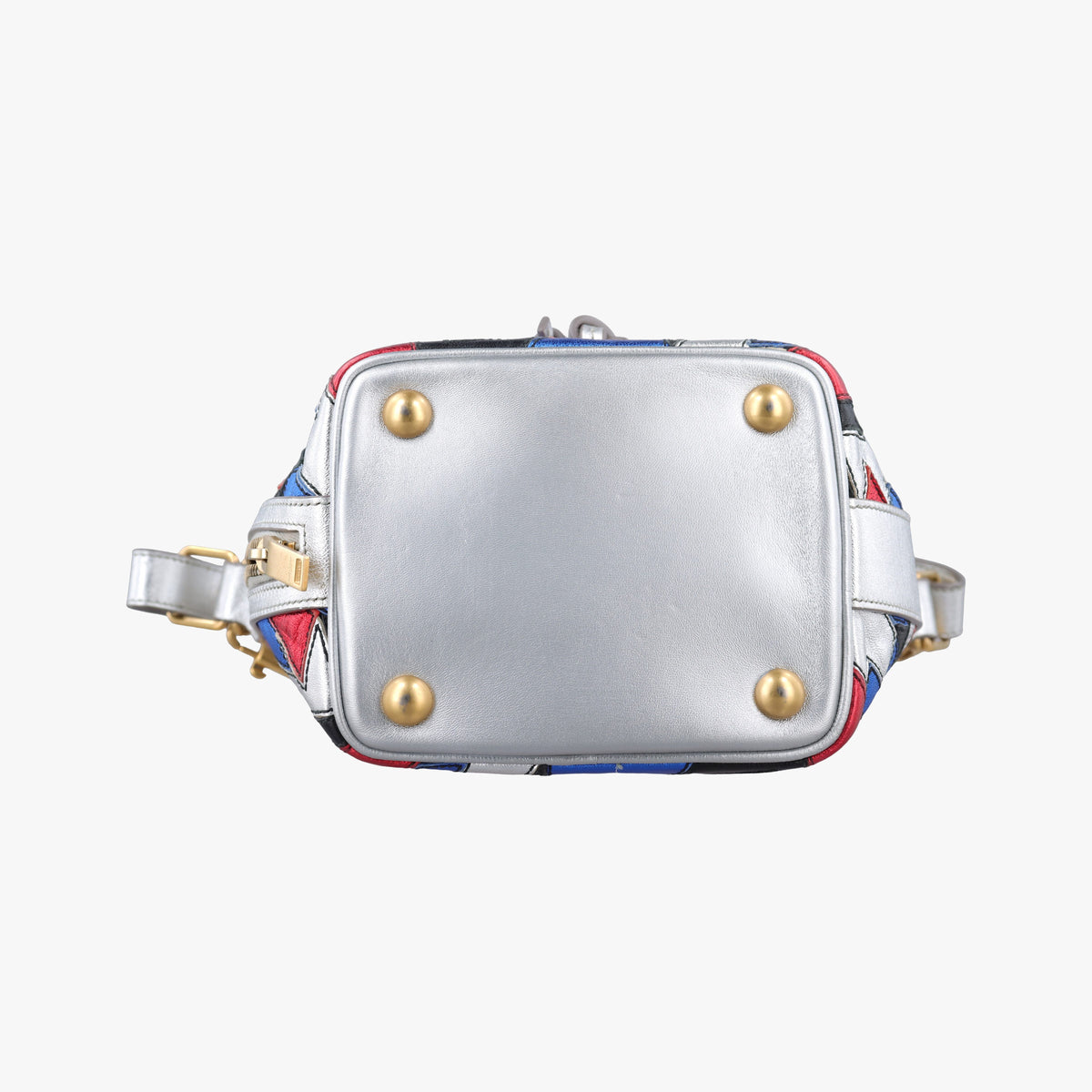 Pre-owned Yves Saint Laurent Emmanuelle Bucket Silver×Multicolour Leather 357603 shoulderbag | stylenewstar