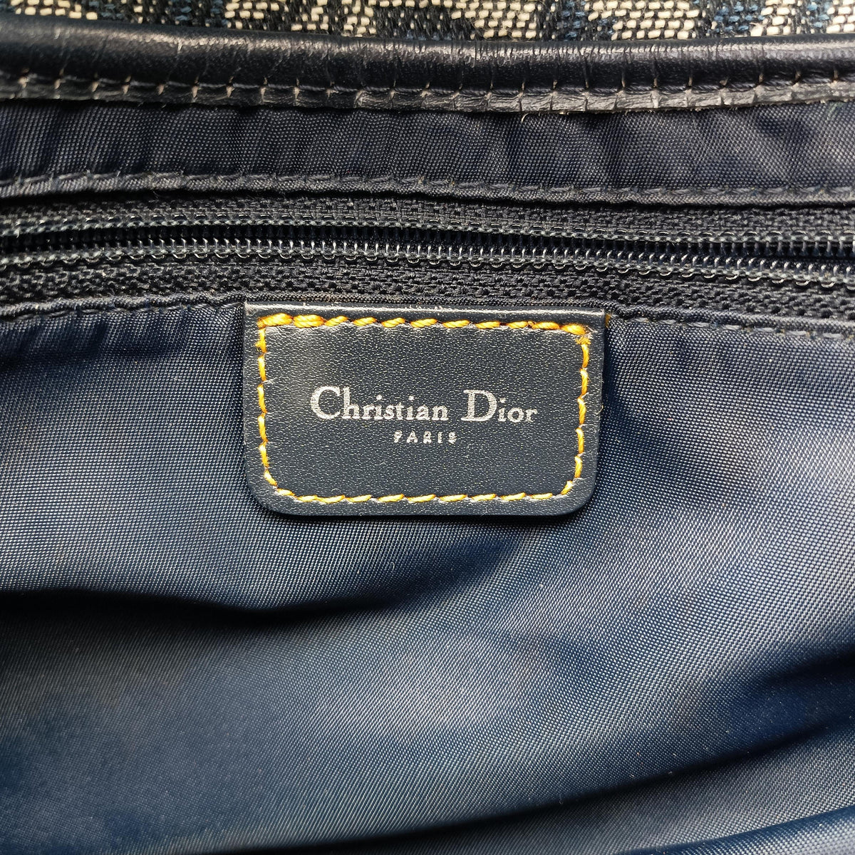 Pre-owned Christian Dior Saddle Navy Jacquard  shoulderbag | stylenewstar