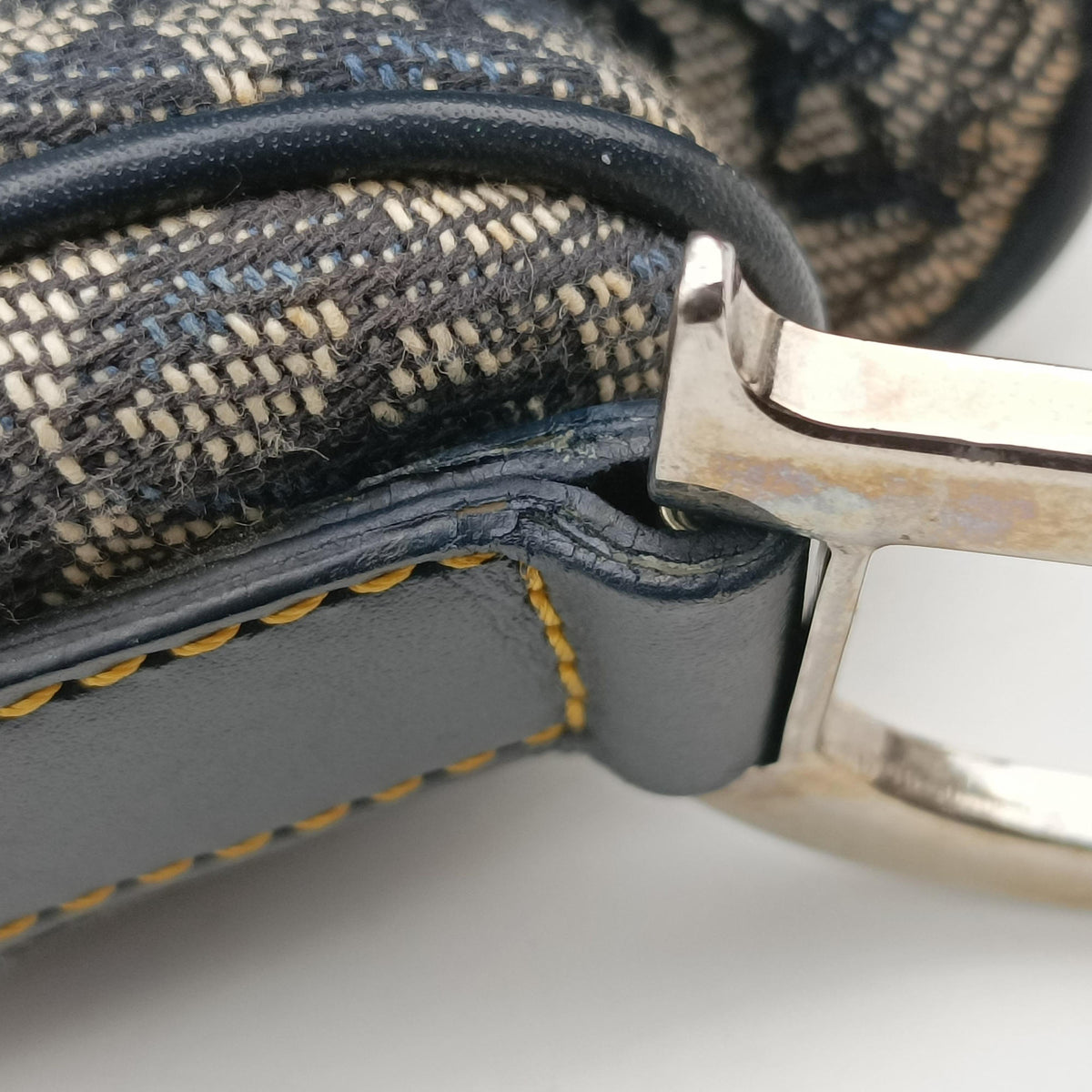 Pre-owned Christian Dior Saddle Navy Jacquard  shoulderbag | stylenewstar