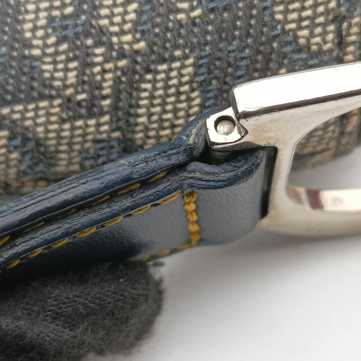 Pre-owned Christian Dior Saddle Navy Jacquard  shoulderbag | stylenewstar