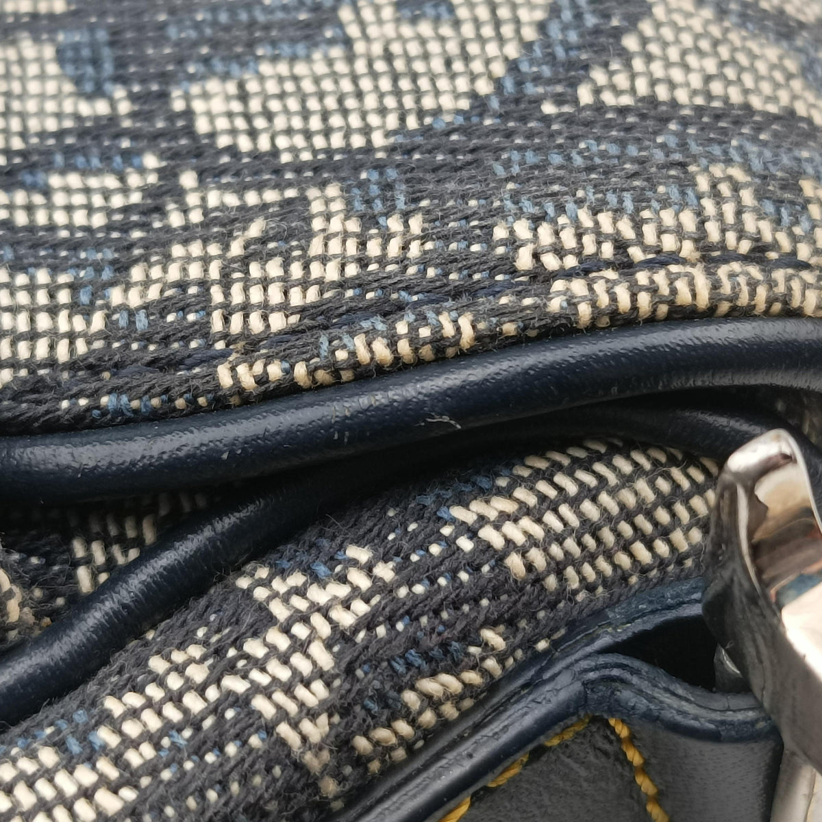 Pre-owned Christian Dior Saddle Navy Jacquard  shoulderbag | stylenewstar