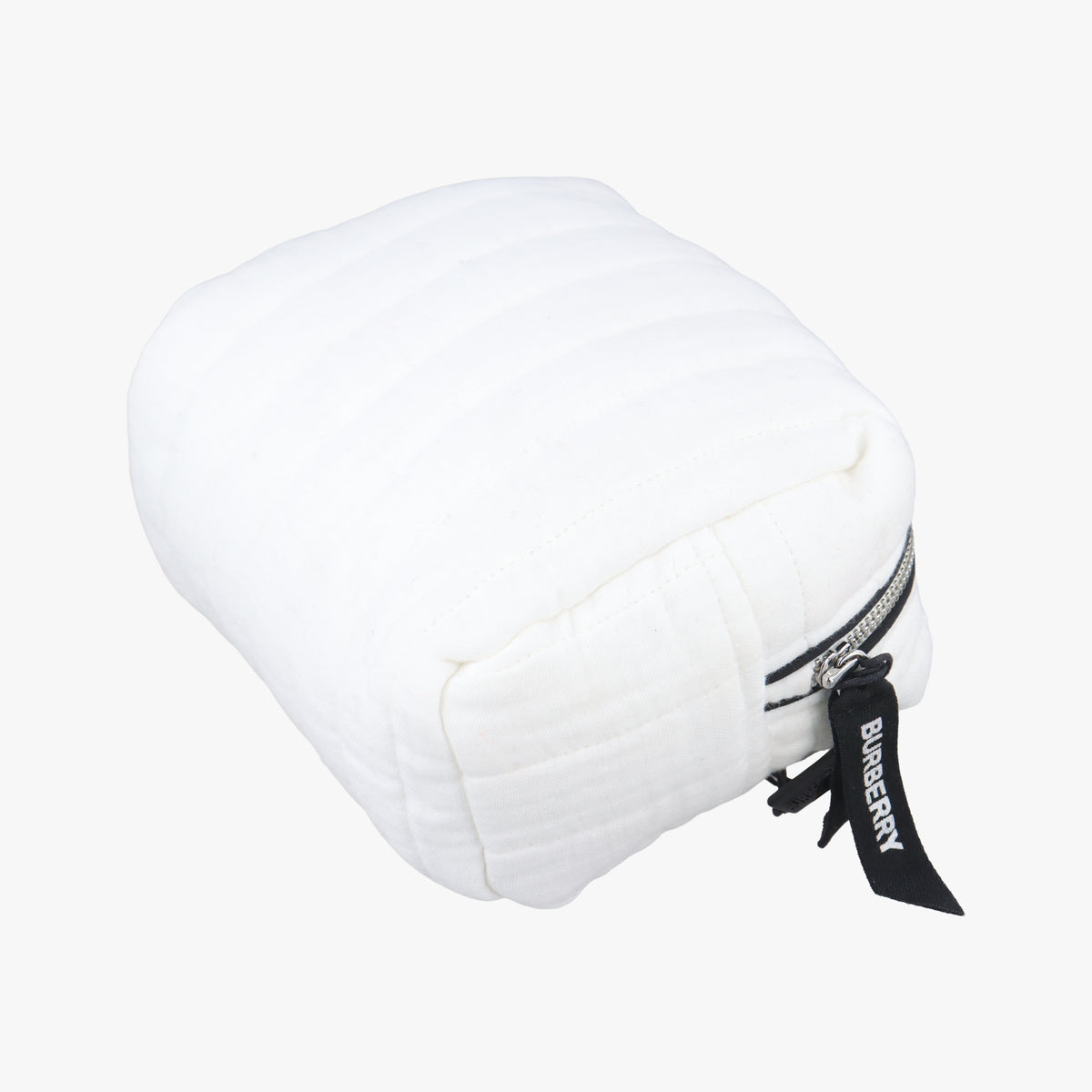 Pre-owned Burberry Quilted Zipper Pouch White Cotton  clutchbag | stylenewstar