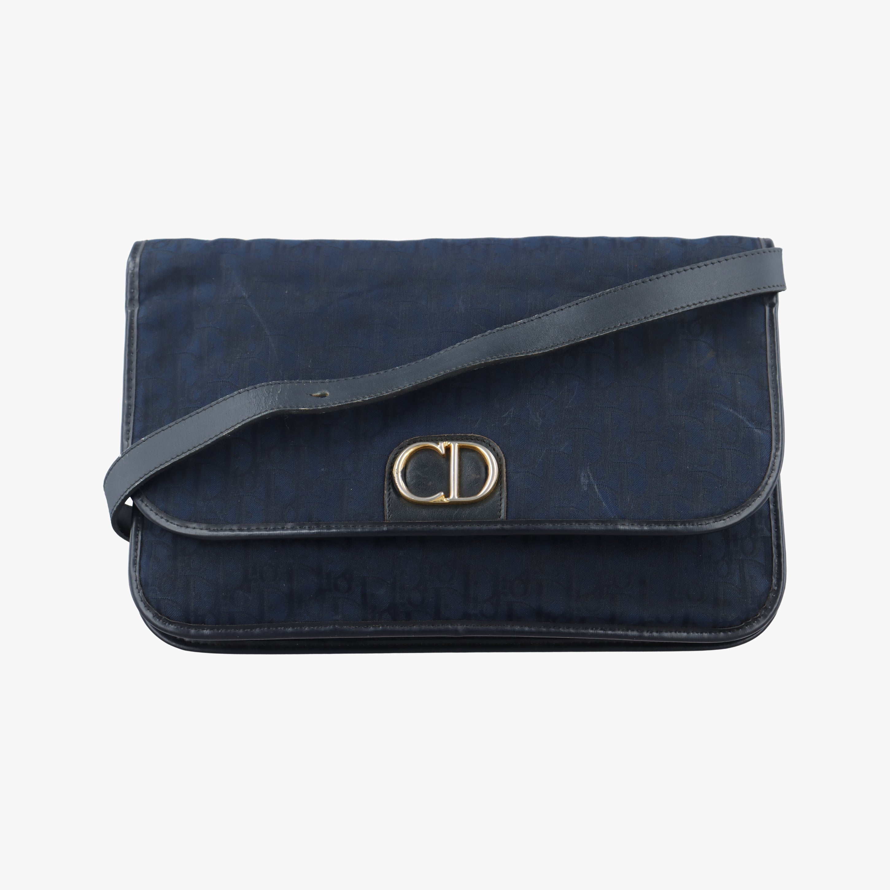 Pre-owned Christian Dior Trotter Navy Canvas  shoulderbag | stylenewstar