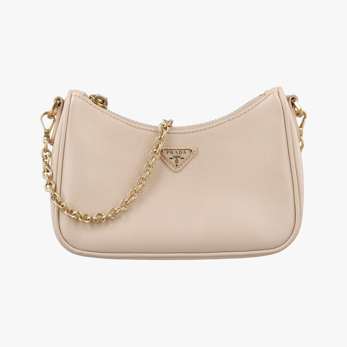 Secondhand Prada Re-Edition 2005 Beige SAFFIANO Leather 1BH204 shoulderbag | stylenewstar