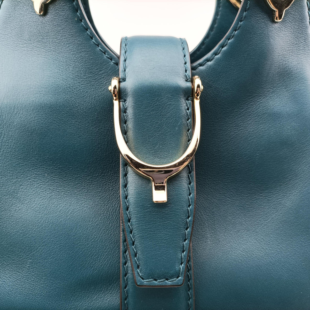 Pre-owned Gucci Stirrup Green Leather 277515 shoulderbag | stylenewstar