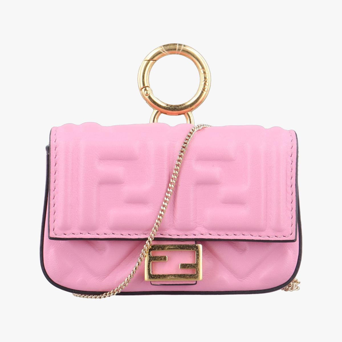 Secondhand Fendi Nano Baguette Charm Pink Leather 7AR844 shoulderbag | stylenewstar