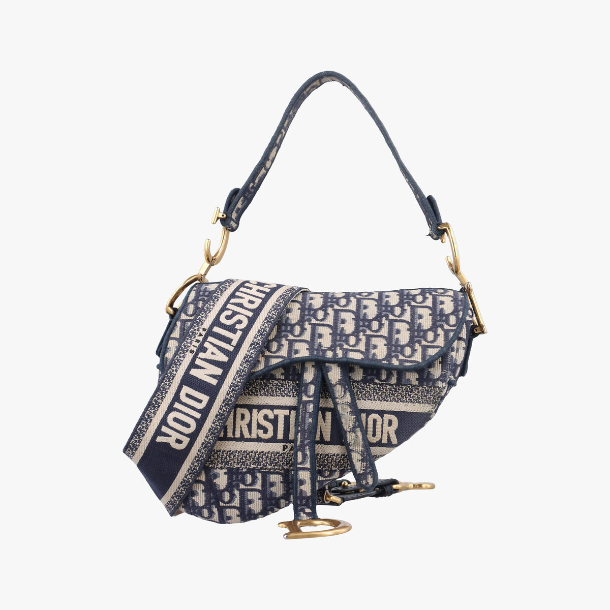Secondhand Christian Dior Saddle Navy Jacquard  shoulderbag | stylenewstar