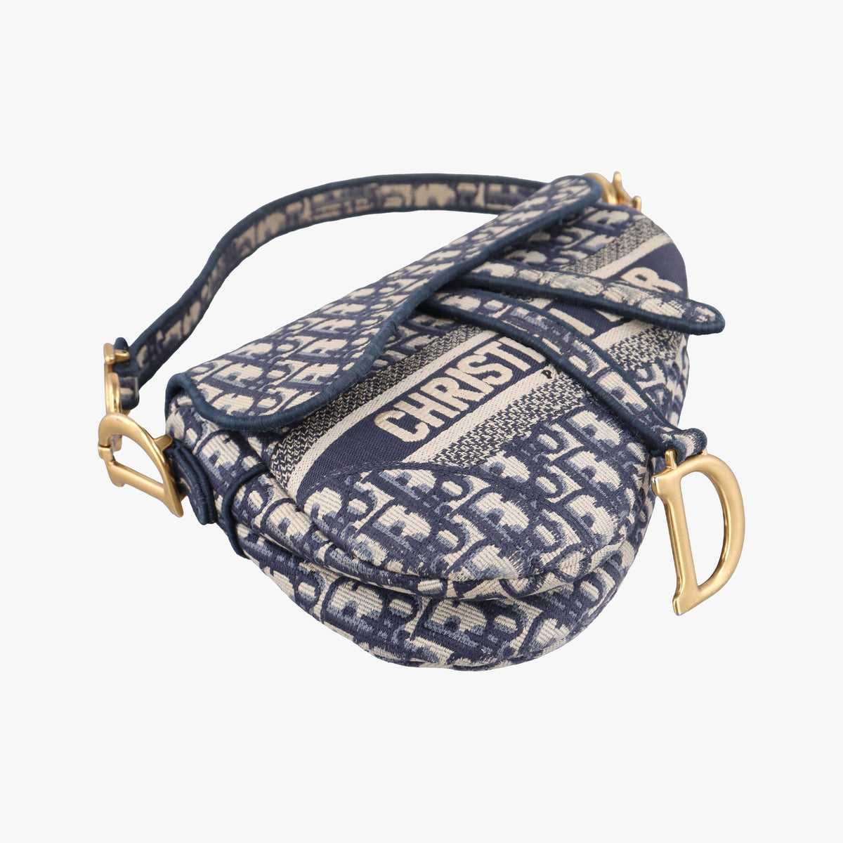 Secondhand Christian Dior Saddle Navy Jacquard  shoulderbag | stylenewstar