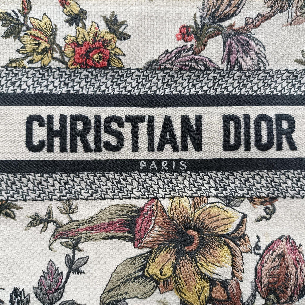 Pre-owned Christian Dior Book Tote White x Multicolour Jacquard  handbag | stylenewstar