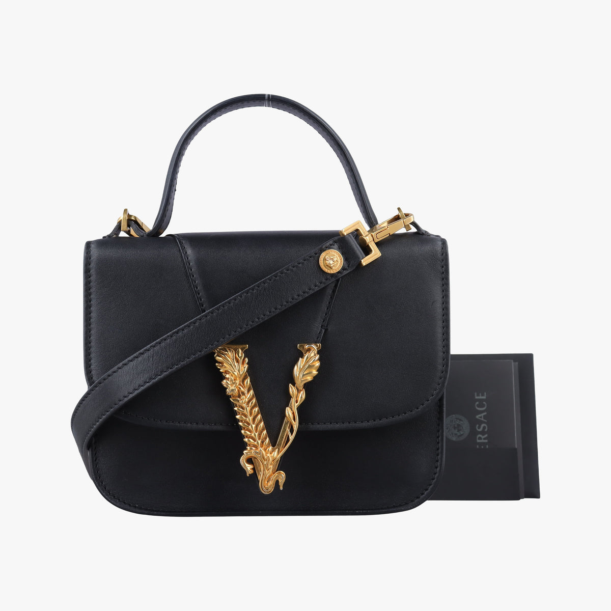Secondhand VERSACE Virtus Black Leather  shoulderbag | stylenewstar
