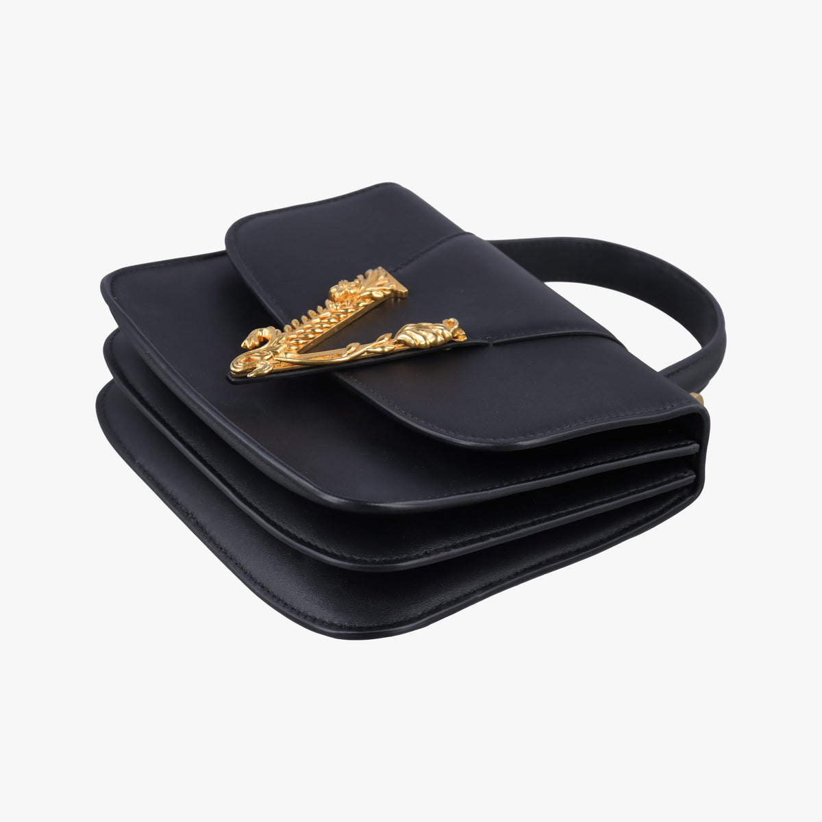 Secondhand VERSACE Virtus Black Leather  shoulderbag | stylenewstar