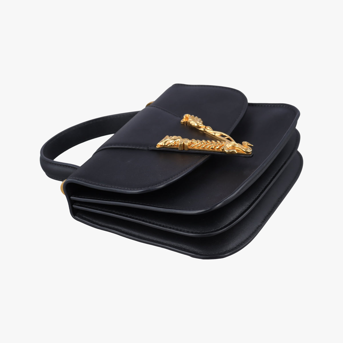 Secondhand VERSACE Virtus Black Leather  shoulderbag | stylenewstar