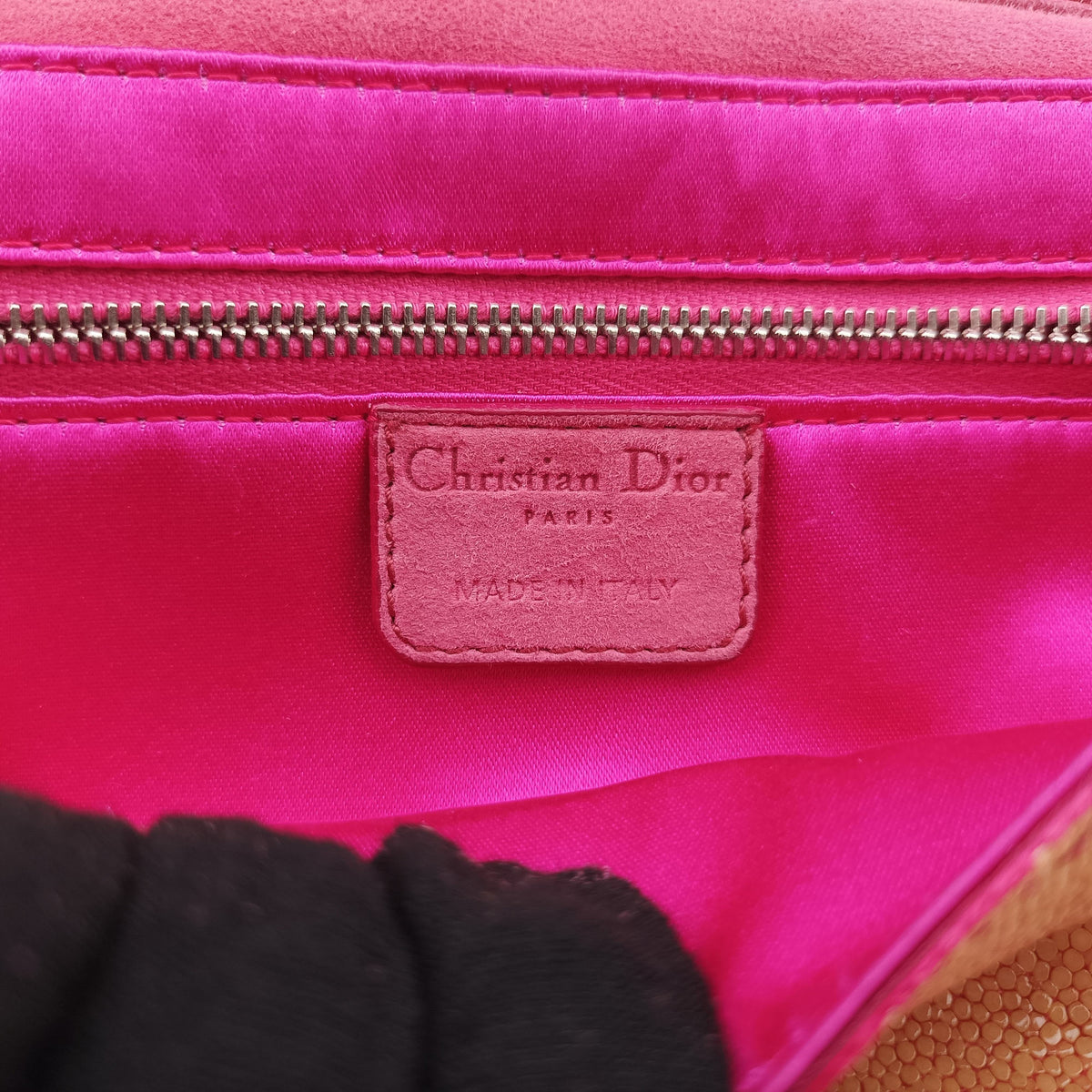 Pre-owned Christian Dior Double Saddle Pink Suede x Stingray  shoulderbag | stylenewstar