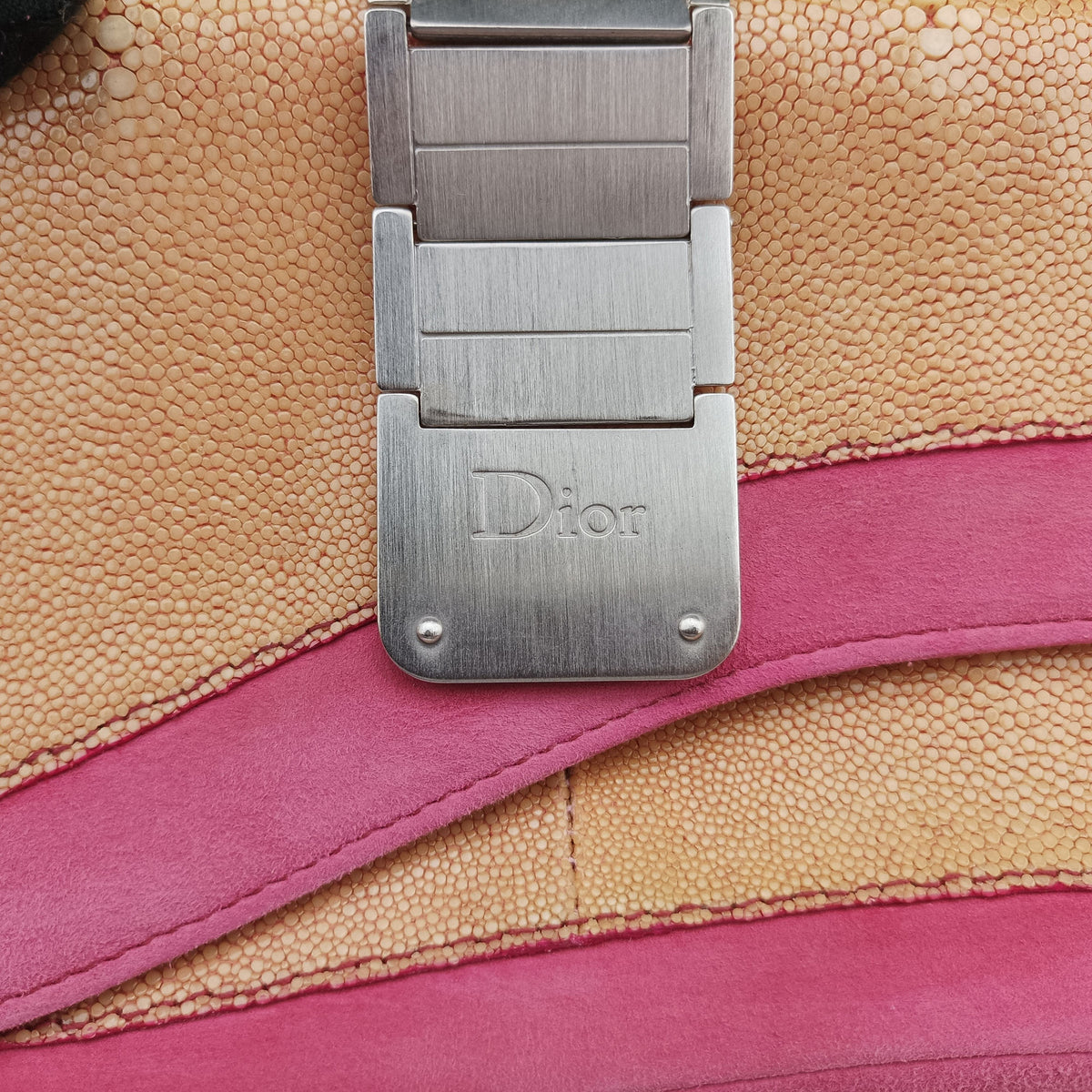 Pre-owned Christian Dior Double Saddle Pink Suede x Stingray  shoulderbag | stylenewstar
