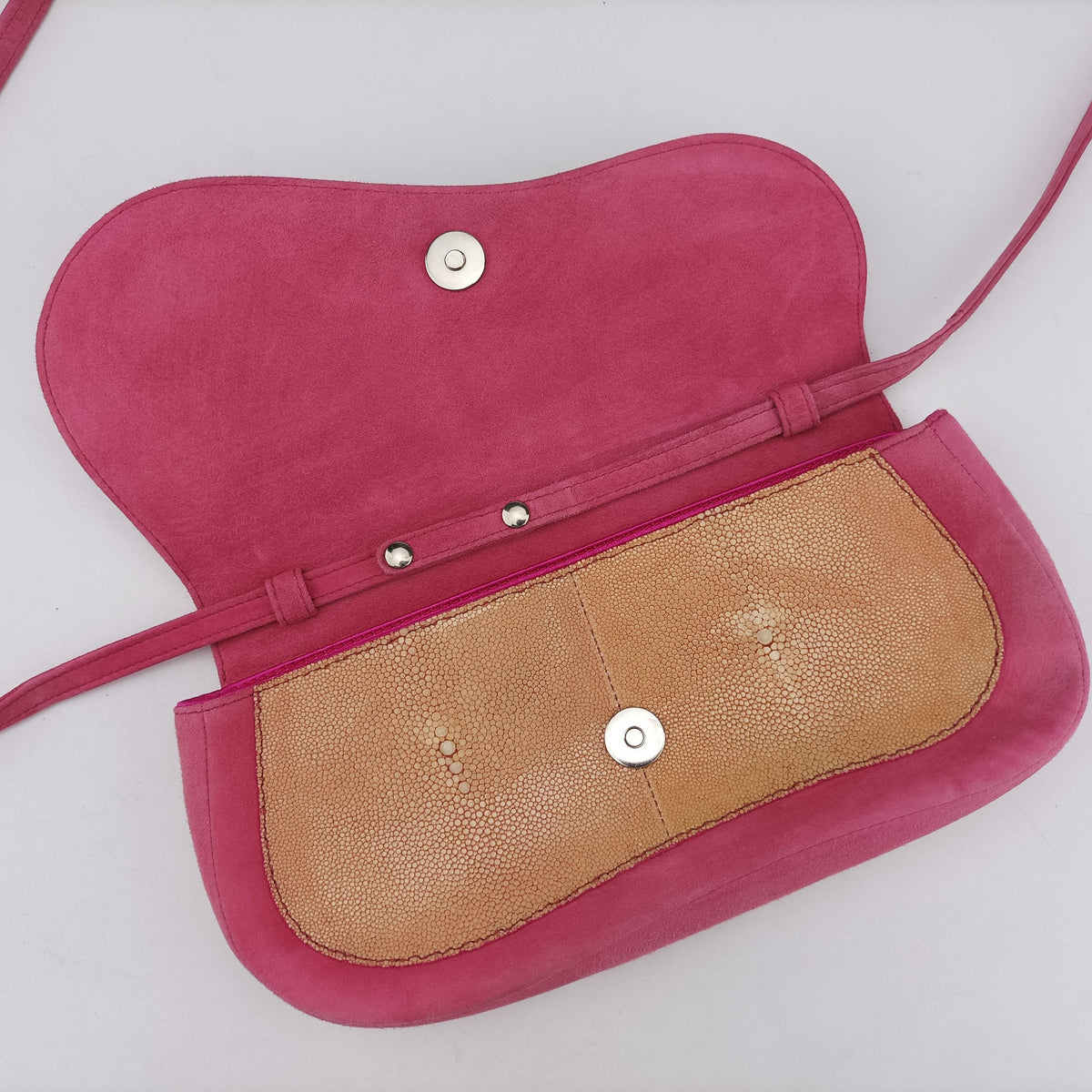 Pre-owned Christian Dior Double Saddle Pink Suede x Stingray  shoulderbag | stylenewstar