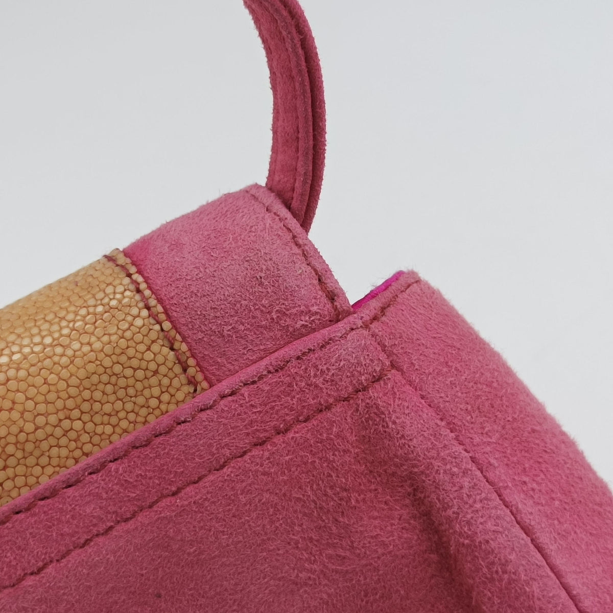 Pre-owned Christian Dior Double Saddle Pink Suede x Stingray  shoulderbag | stylenewstar