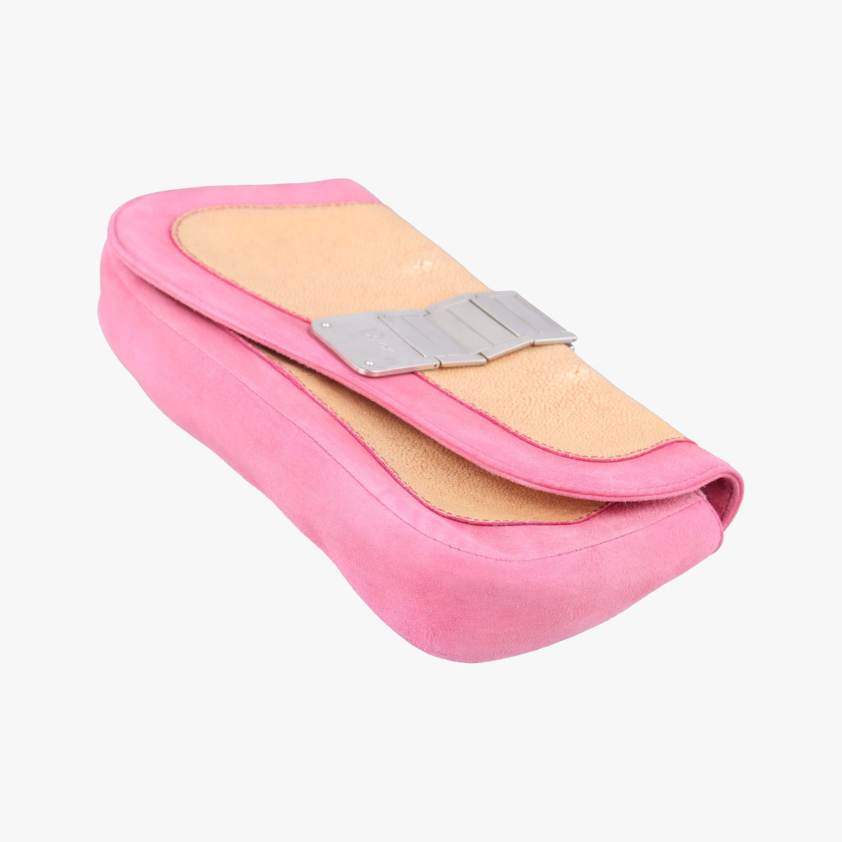 Pre-owned Christian Dior Double Saddle Pink Suede x Stingray  shoulderbag | stylenewstar