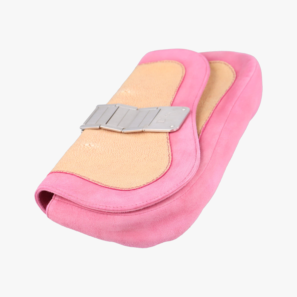 Pre-owned Christian Dior Double Saddle Pink Suede x Stingray  shoulderbag | stylenewstar